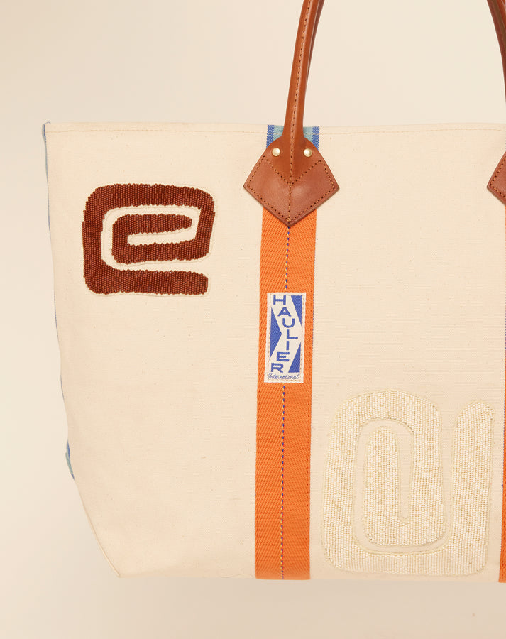 HAULIER x Lucy Folk Embroidered Large Utility Tote - Natural Ecru