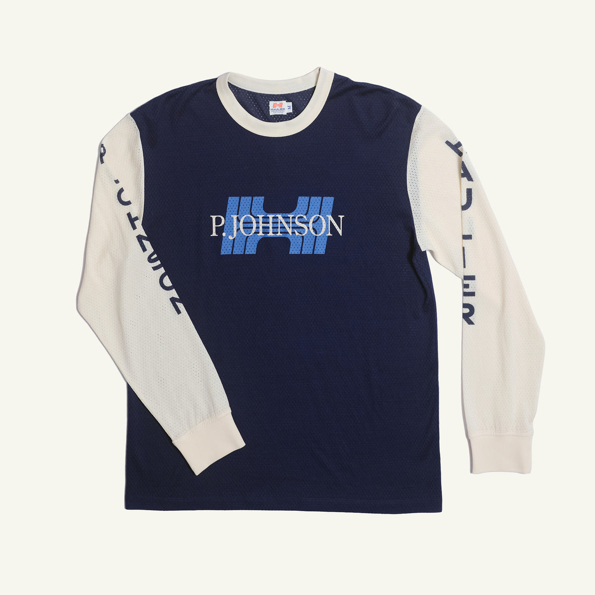 P.JOHNSON x HAULIER Canyon Motorcross Tee - Navy and Ecru