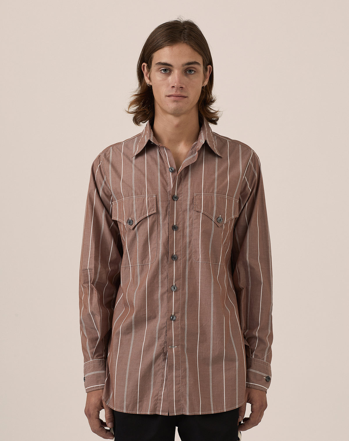 Service Shirt - Brown Multi Stripe