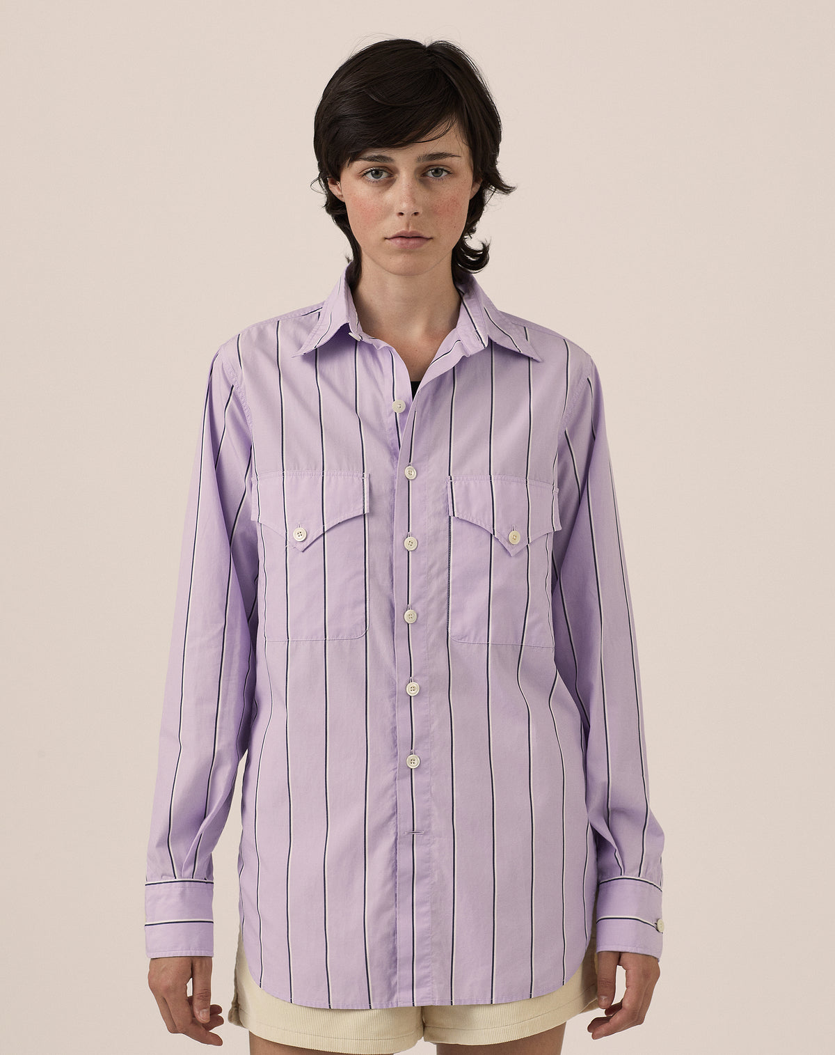 Service Shirt - Lavender Stripe