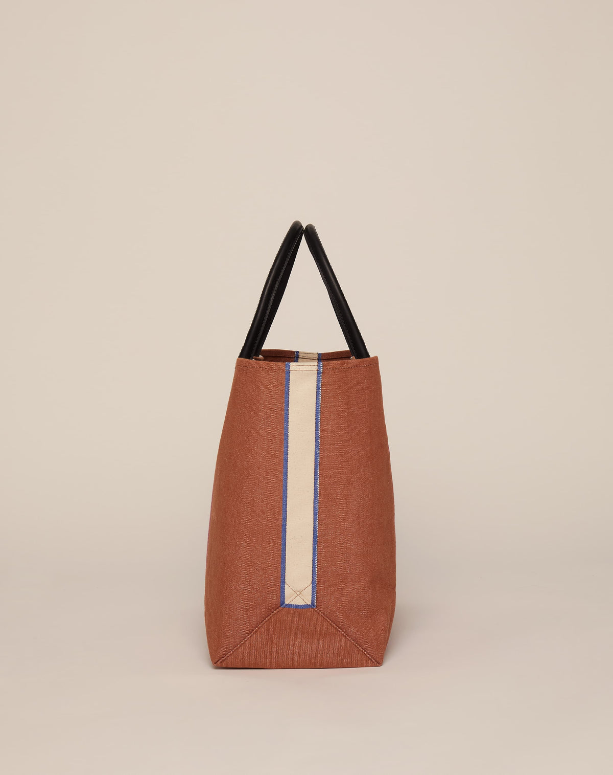 Large Utility Tote - Tan with Dusty Pink Webbing