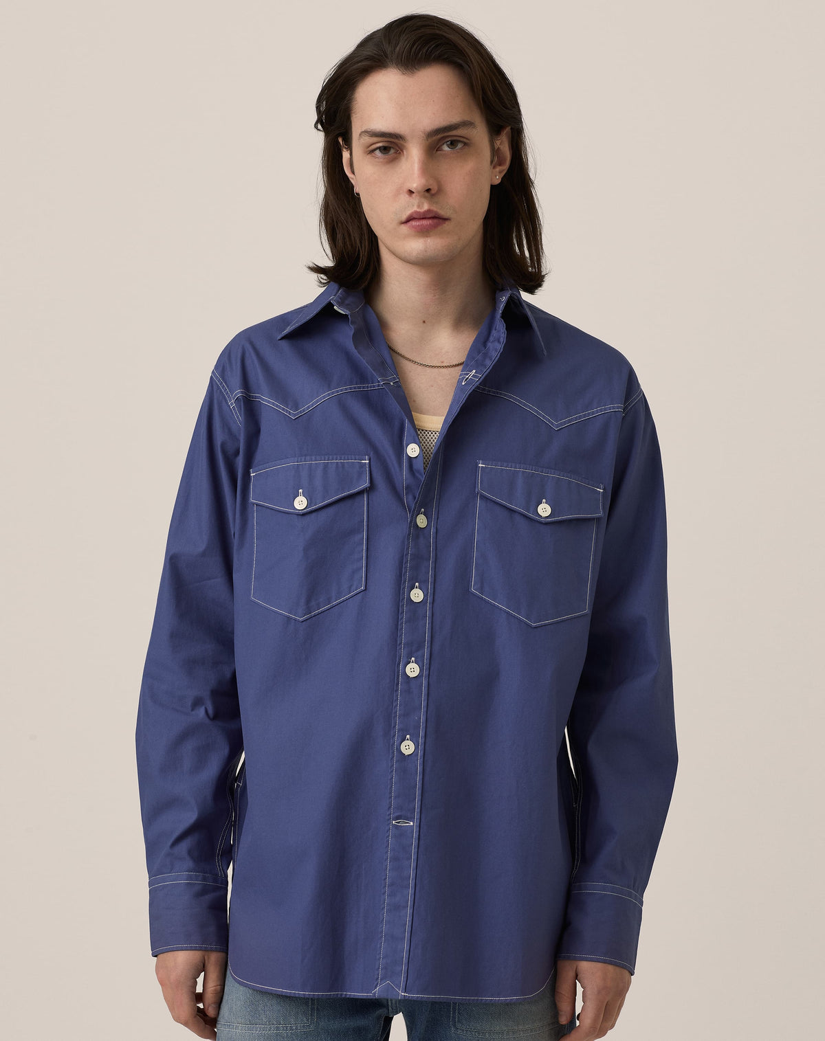 Mel Western Shirt - Mid Blue