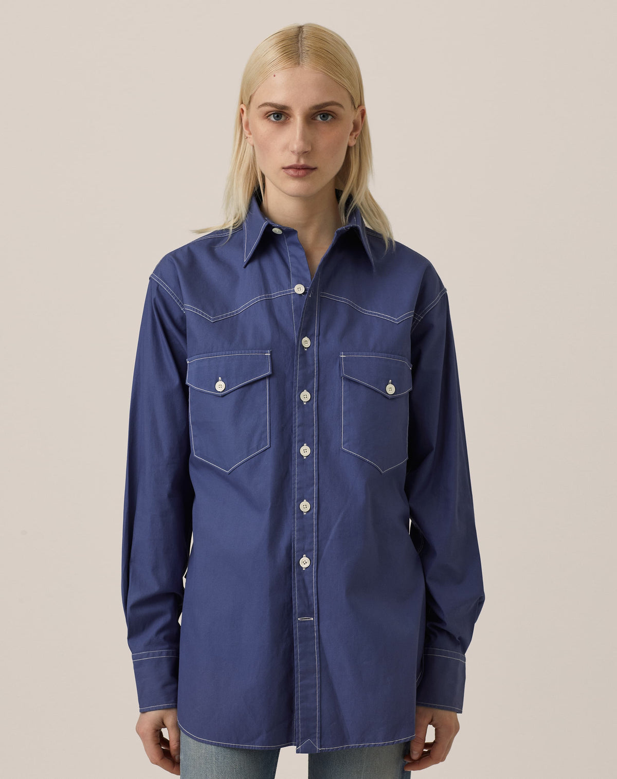 Mel Western Shirt - Mid Blue